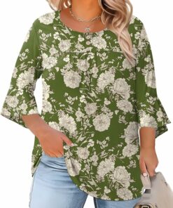 Green Flower Tunic Top KN37